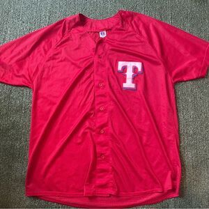 Vintage Russel Athletics Texas Rangers MLB Blank Red Stitched Mesh Jersey - XL